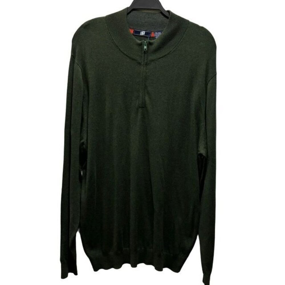 Bachrach Mens  Olive Green Huntington 1/2 Zip Mock Neck Sweater Size XXL